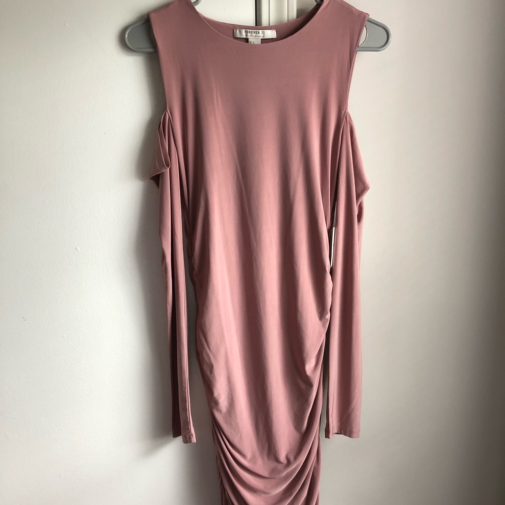 Rouged Dress with shoulder cut outs